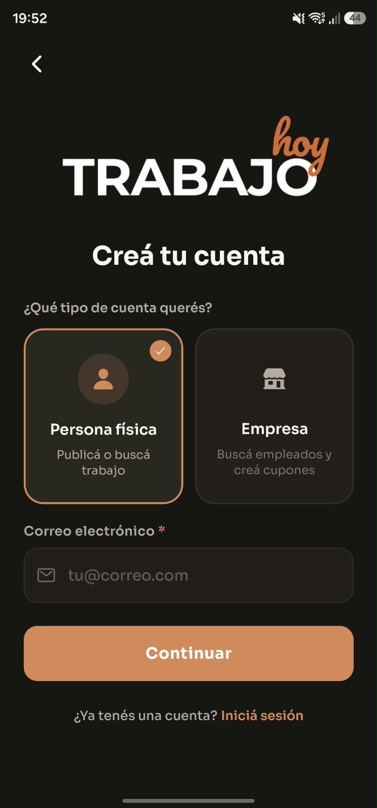 Crear cuenta