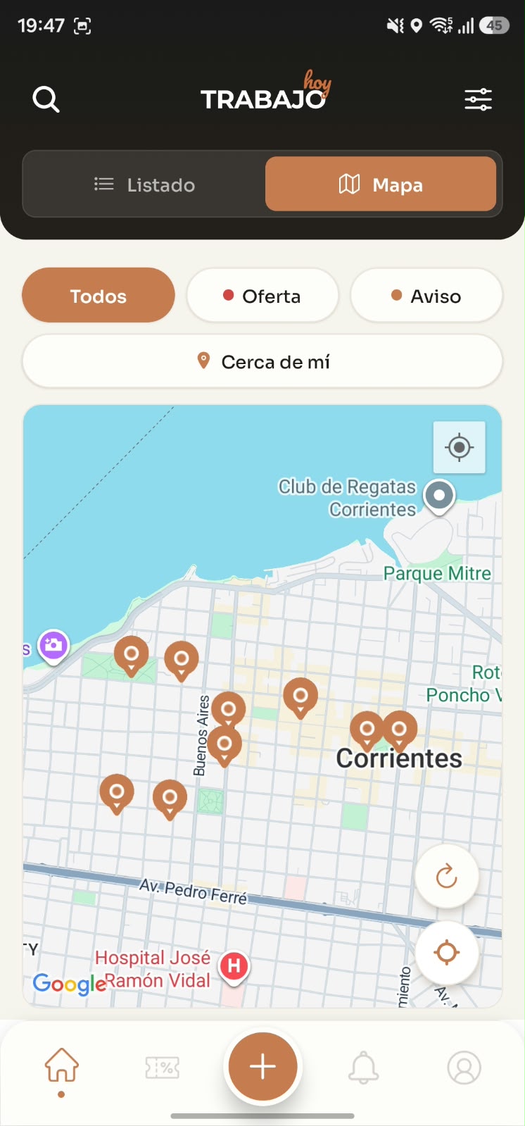Mapa de publicaciones geolocalizadas